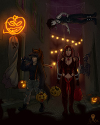 Trick or treating with friends